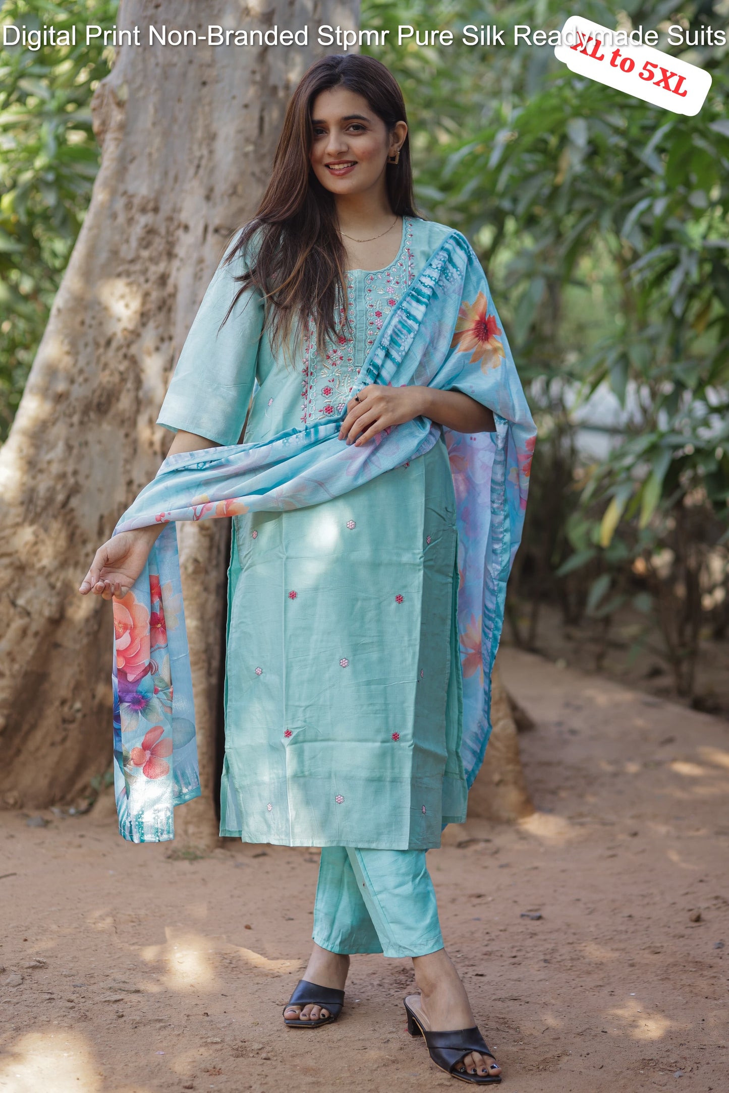 Digital Print Non-Branded Stpmr Pure Silk Readymade Suits