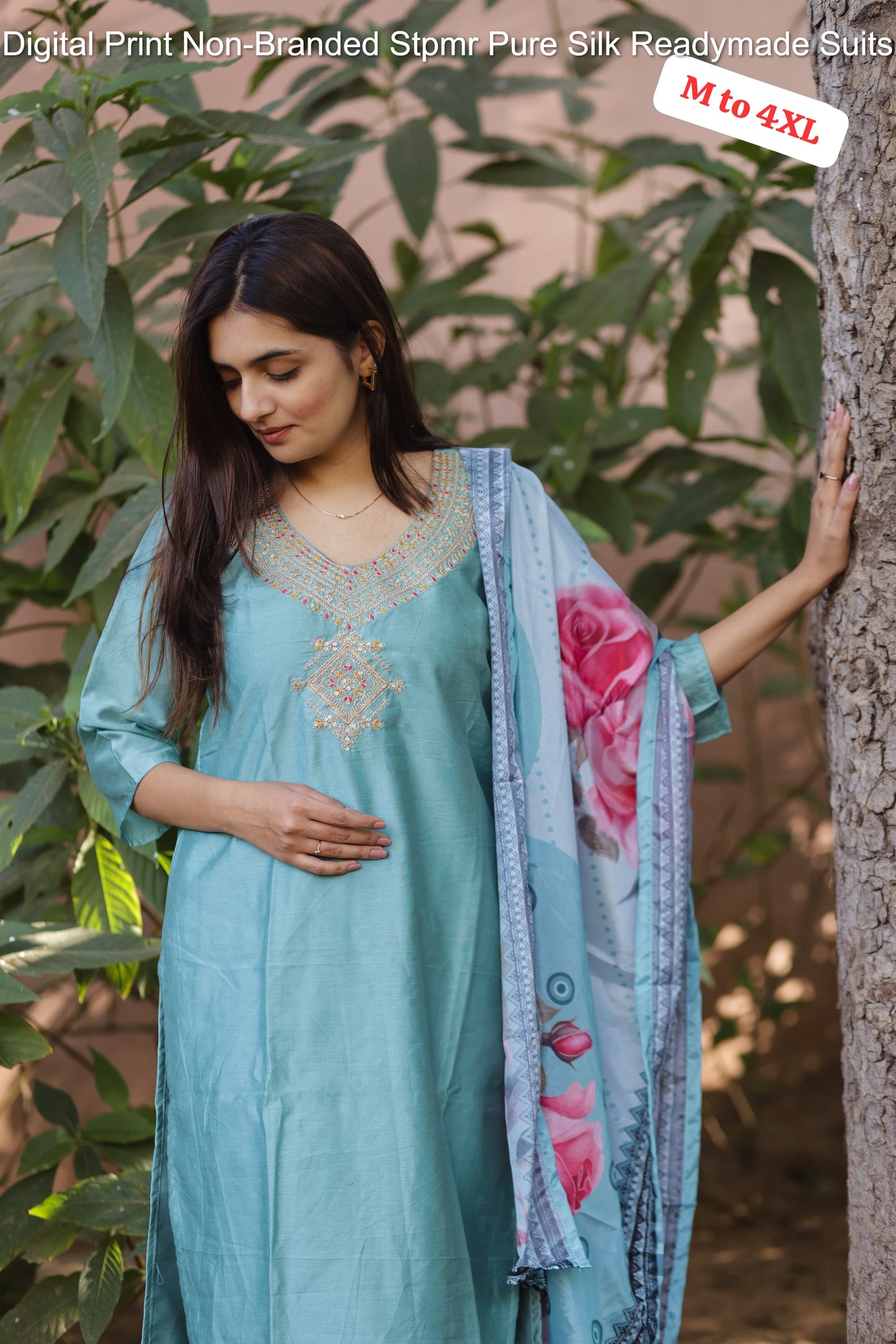 Digital Print Non-Branded Stpmr Pure Silk Readymade Suits