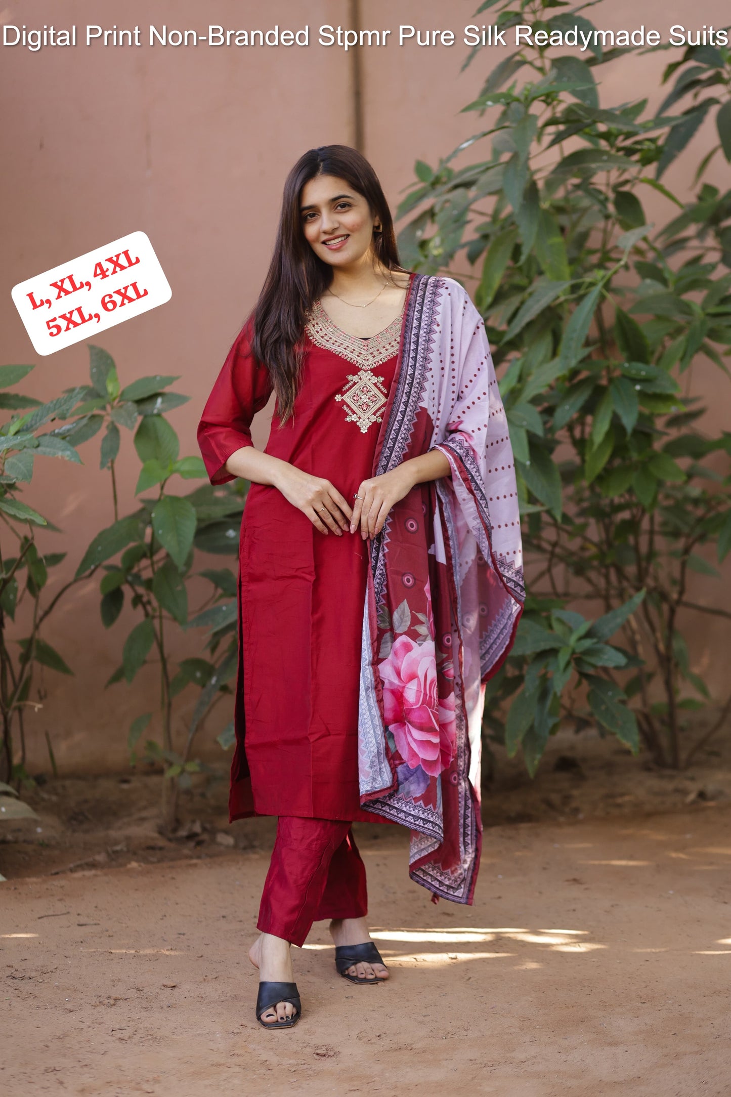 Digital Print Non-Branded Stpmr Pure Silk Readymade Suits