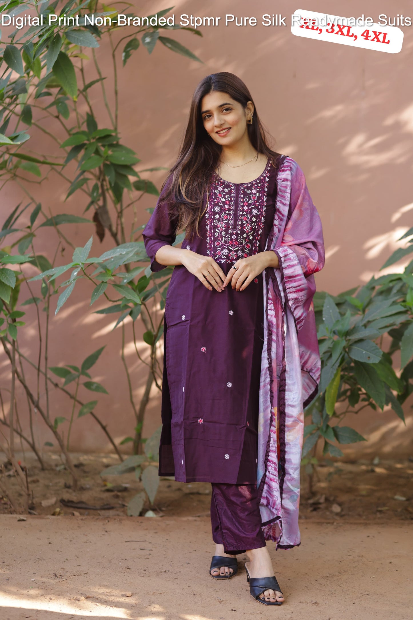 Digital Print Non-Branded Stpmr Pure Silk Readymade Suits