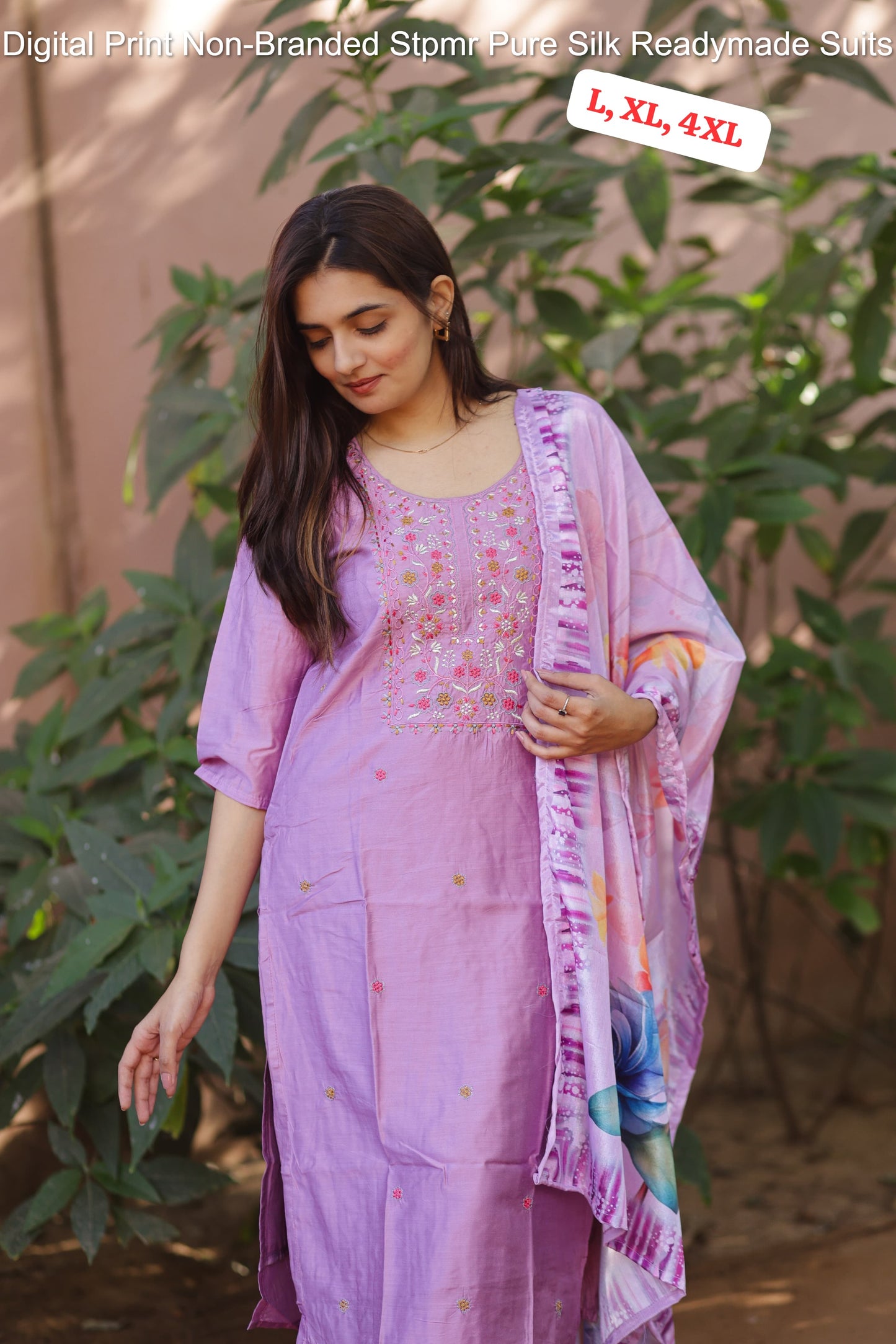 Digital Print Non-Branded Stpmr Pure Silk Readymade Suits