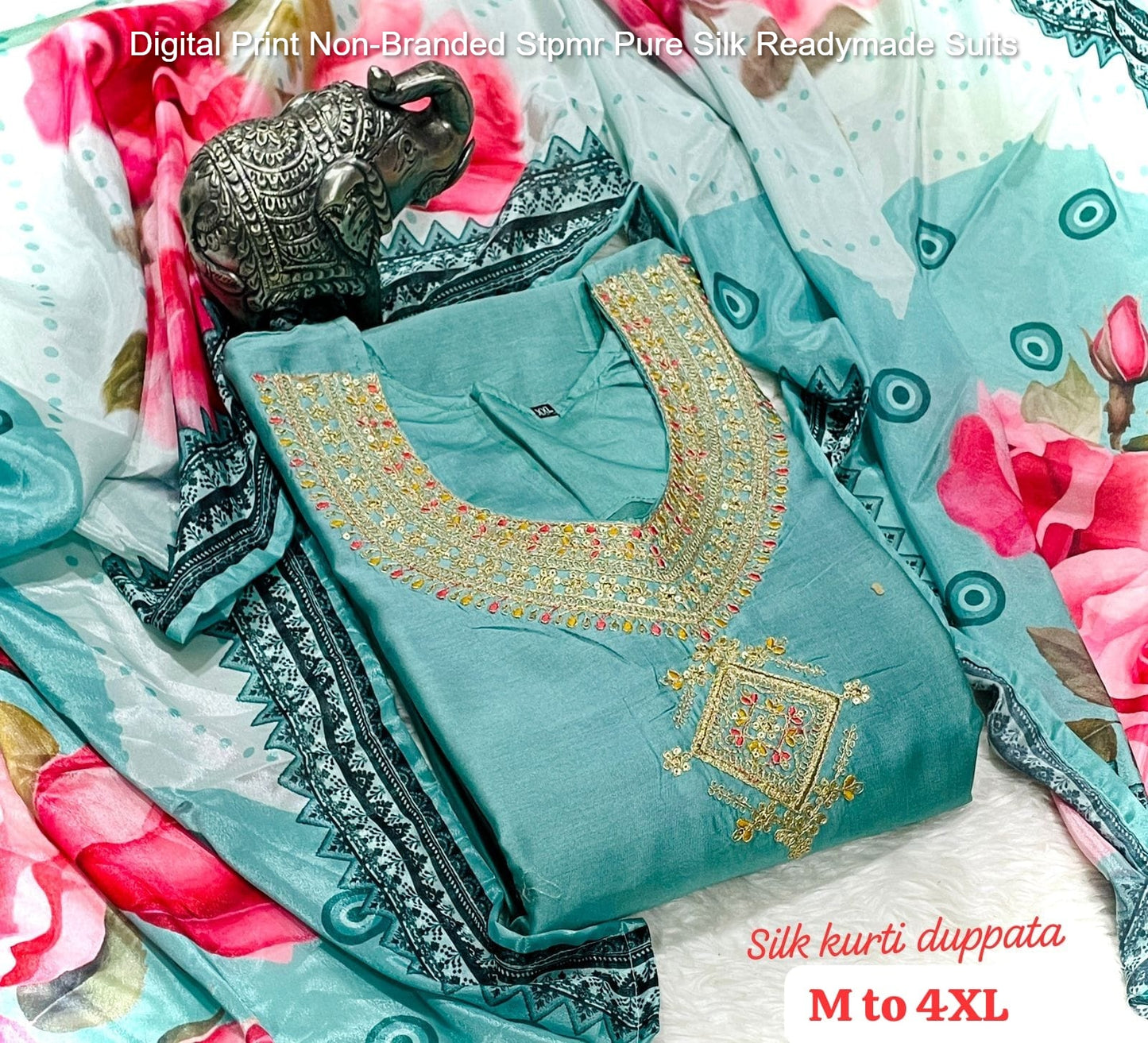 Digital Print Non-Branded Stpmr Pure Silk Readymade Suits