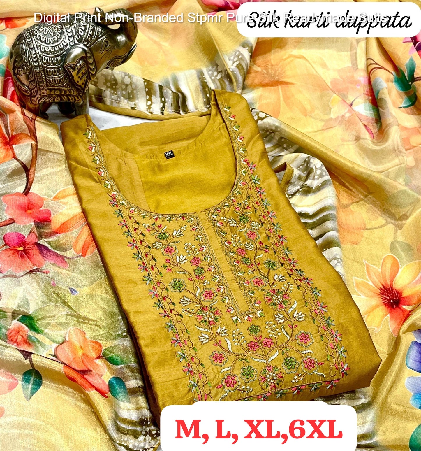 Digital Print Non-Branded Stpmr Pure Silk Readymade Suits