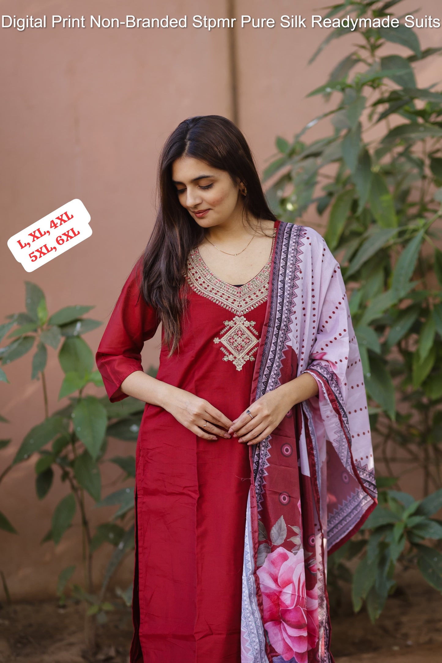 Digital Print Non-Branded Stpmr Pure Silk Readymade Suits