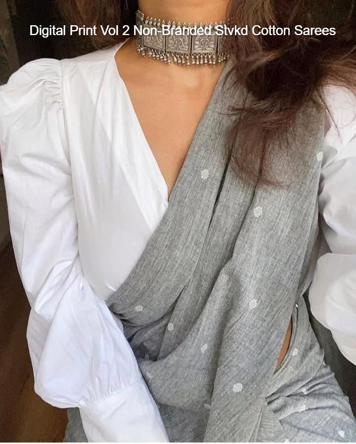 Digital Print Vol 2 Non-Branded Stvkd Cotton Sarees