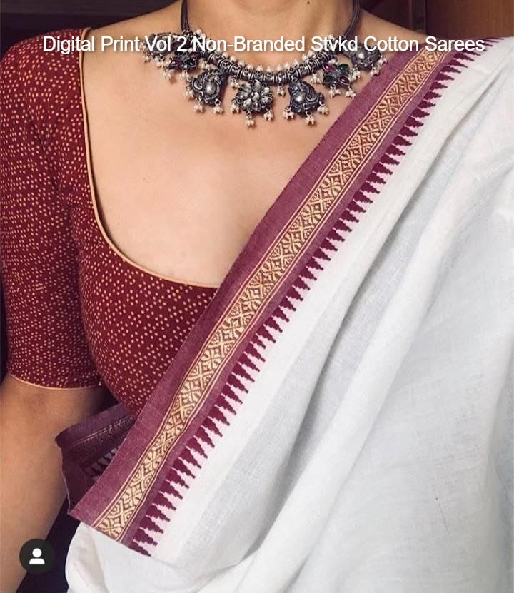 Digital Print Vol 2 Non-Branded Stvkd Cotton Sarees