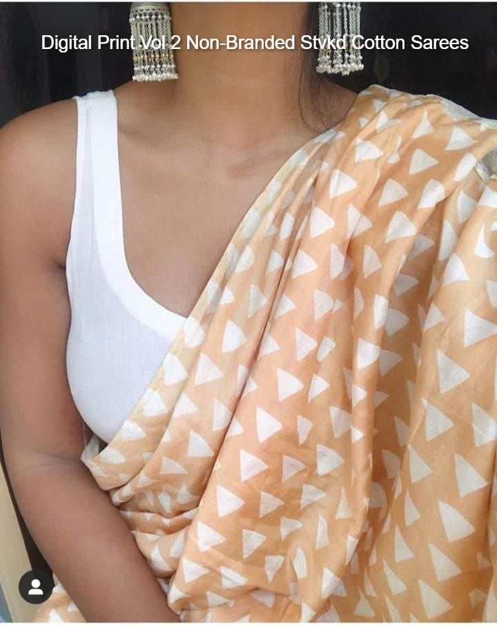 Digital Print Vol 2 Non-Branded Stvkd Cotton Sarees