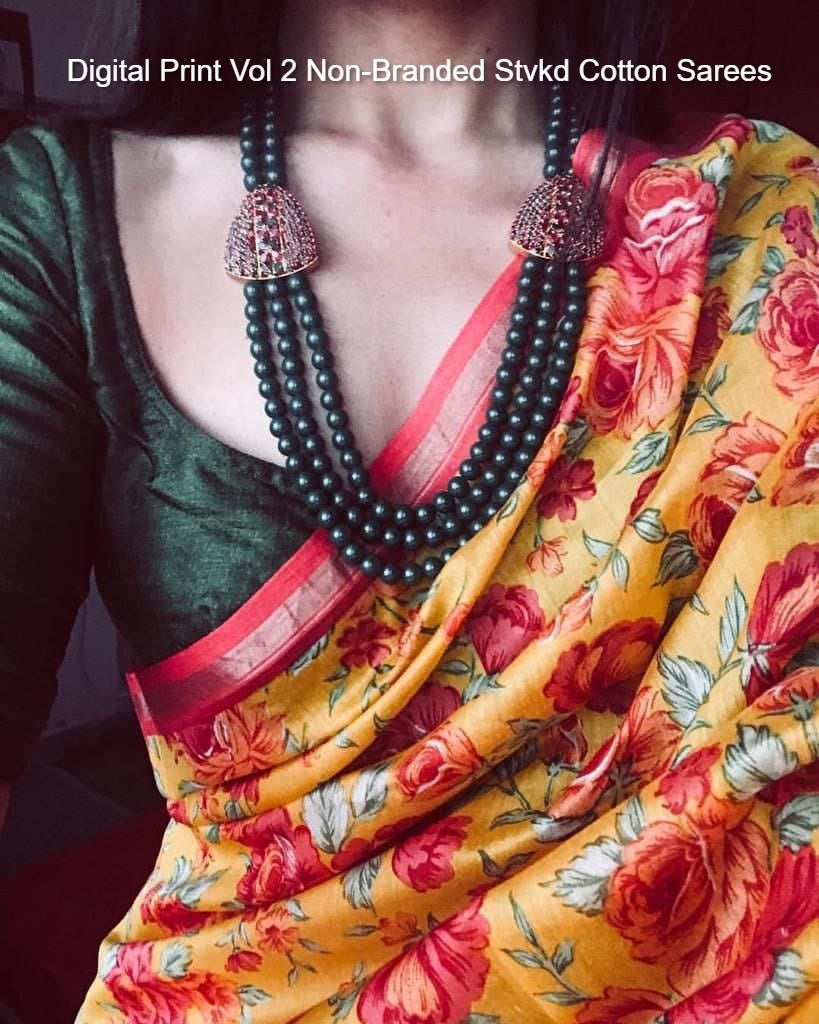 Digital Print Vol 2 Non-Branded Stvkd Cotton Sarees