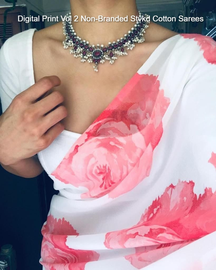 Digital Print Vol 2 Non-Branded Stvkd Cotton Sarees