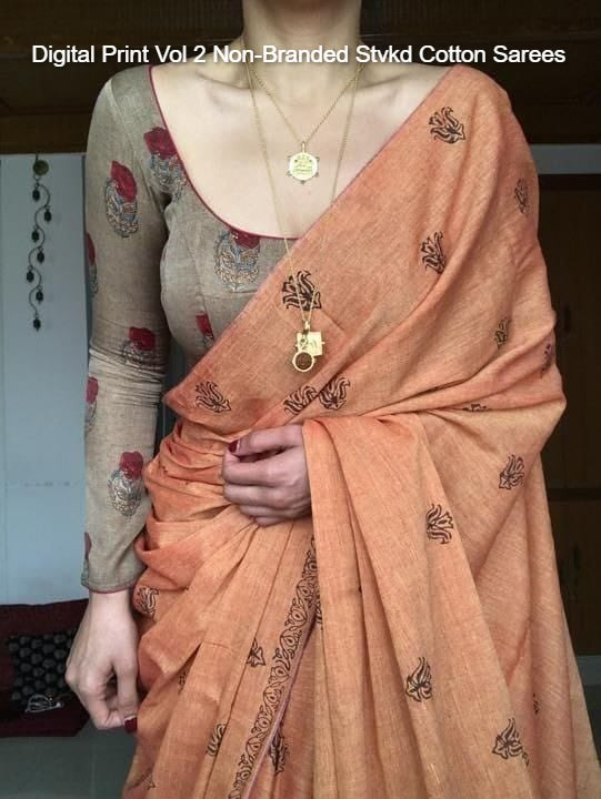 Digital Print Vol 2 Non-Branded Stvkd Cotton Sarees