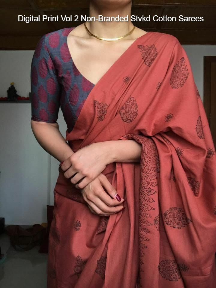 Digital Print Vol 2 Non-Branded Stvkd Cotton Sarees