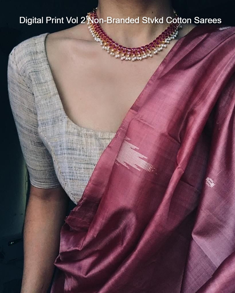 Digital Print Vol 2 Non-Branded Stvkd Cotton Sarees