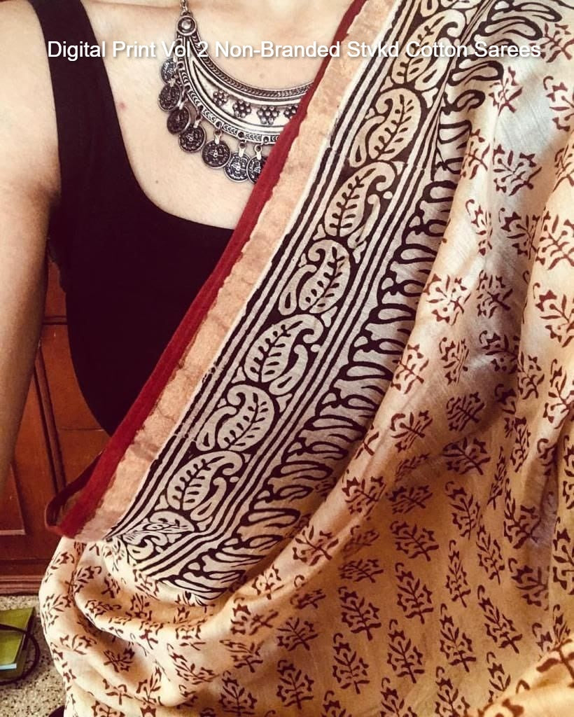 Digital Print Vol 2 Non-Branded Stvkd Cotton Sarees