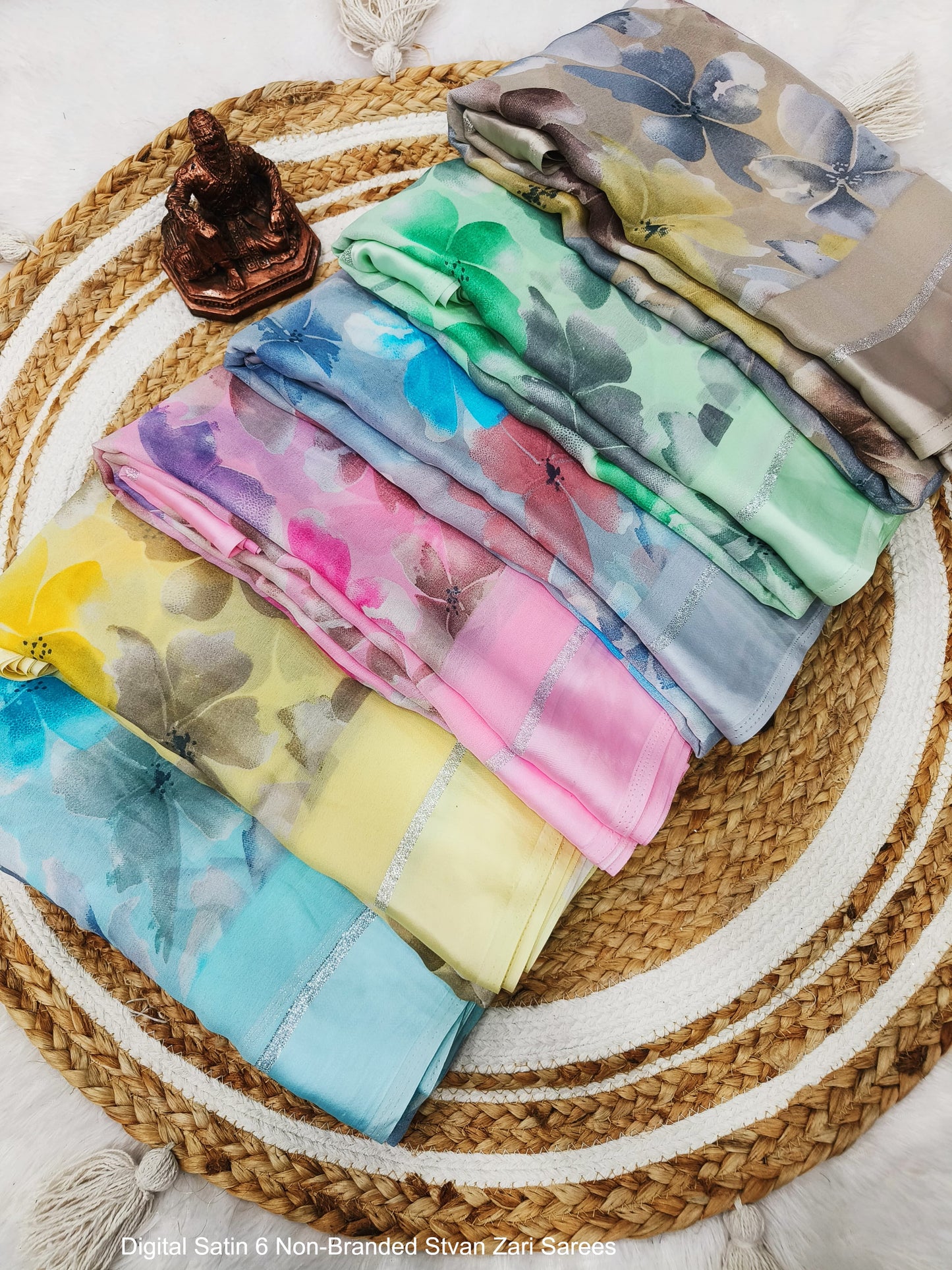 Digital Satin 6 Non-Branded Stvan Zari Sarees