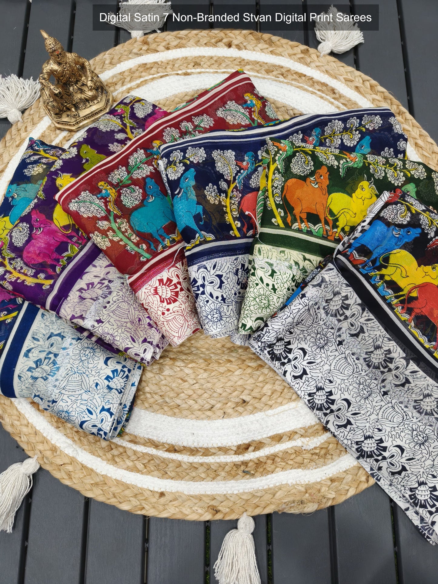 Digital Satin 7 Non-Branded Stvan Digital Print Sarees