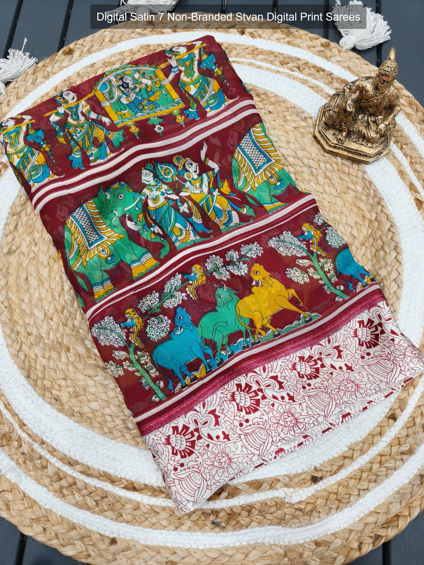 Digital Satin 7 Non-Branded Stvan Digital Print Sarees