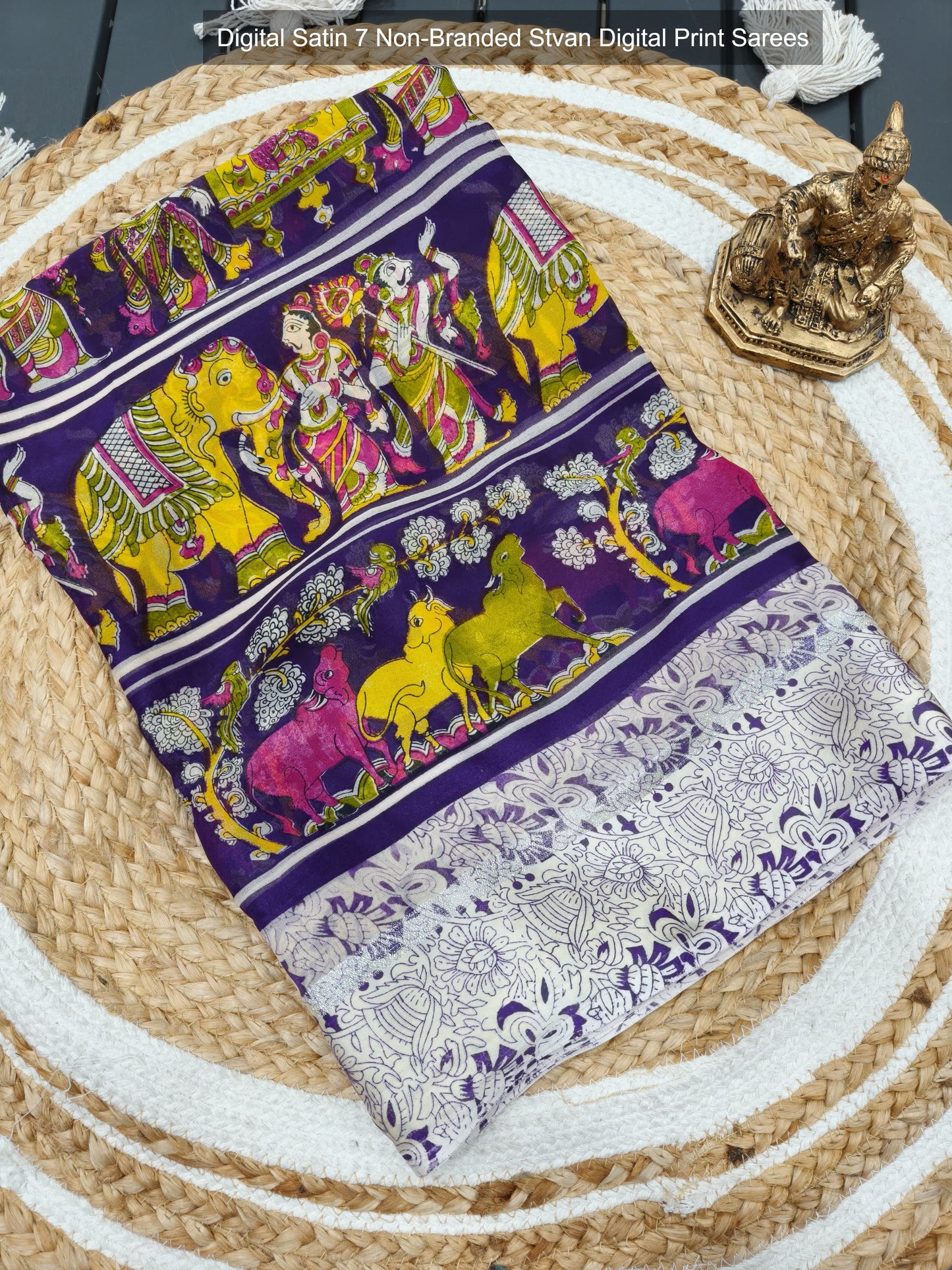 Digital Satin 7 Non-Branded Stvan Digital Print Sarees