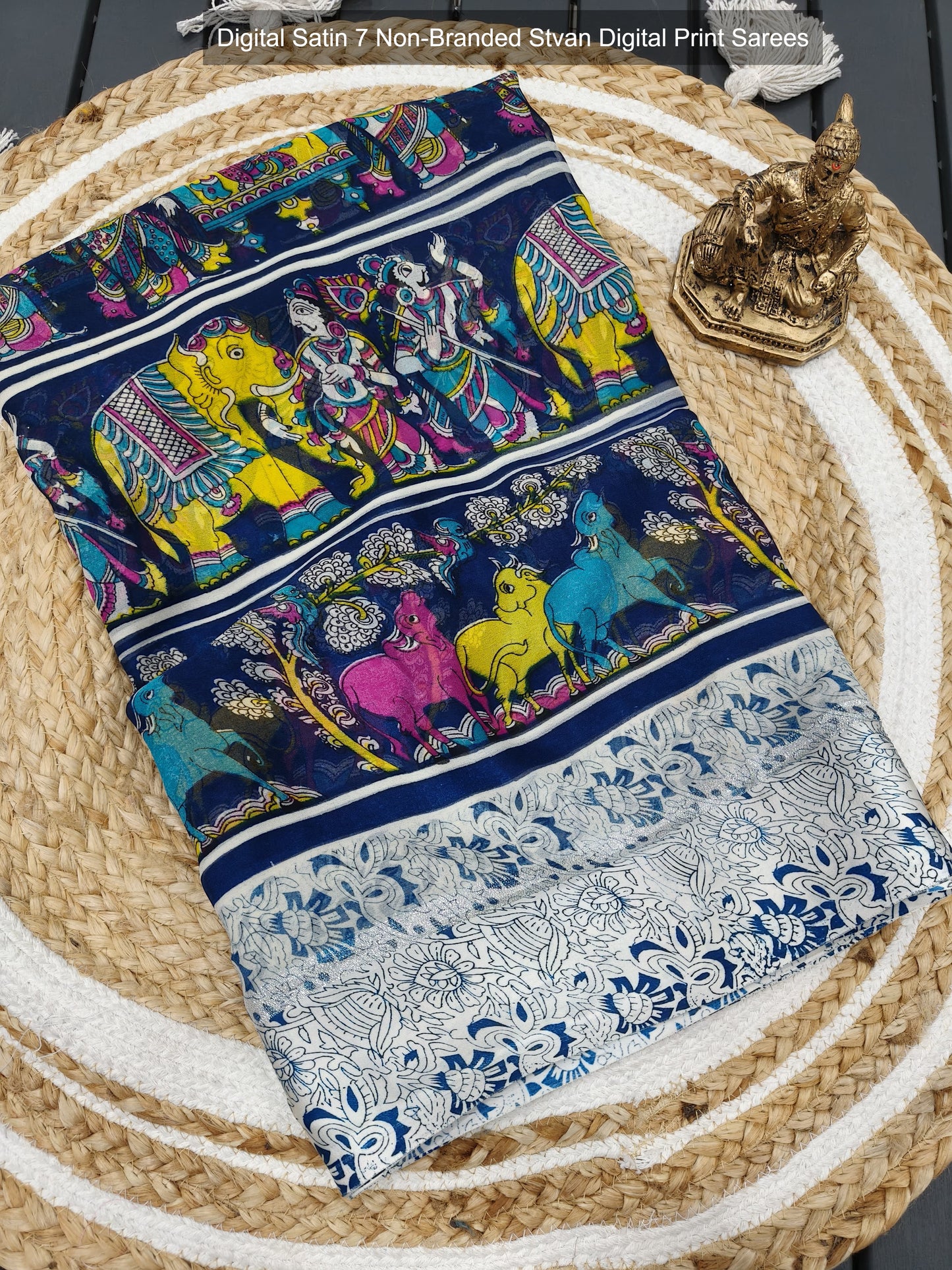 Digital Satin 7 Non-Branded Stvan Digital Print Sarees