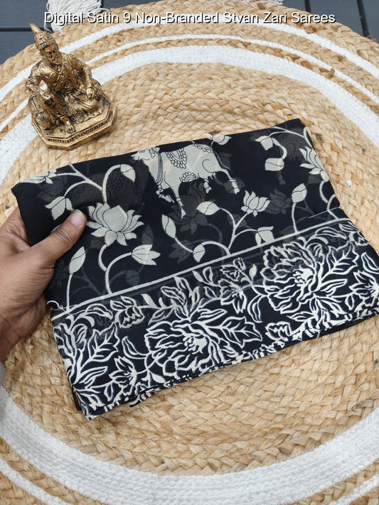 Digital Satin 9 Non-Branded Stvan Zari Sarees