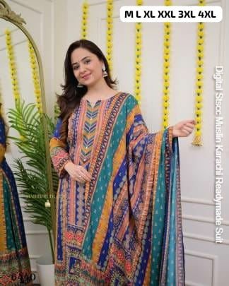 Digital Stscc Muslin Karachi Readymade Suit