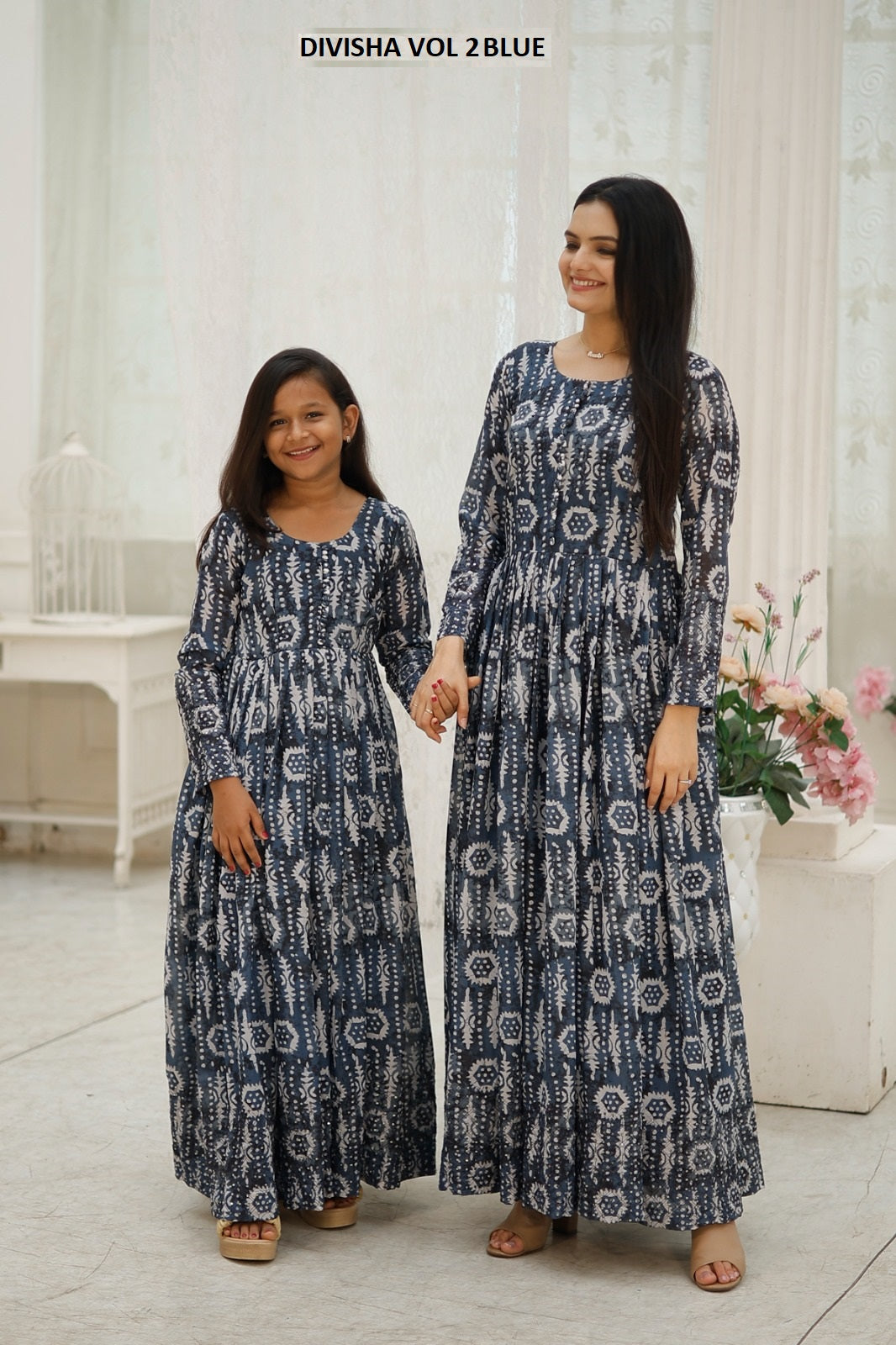 Divisha Vol 2 Blue Aayaa Print Girls Gown