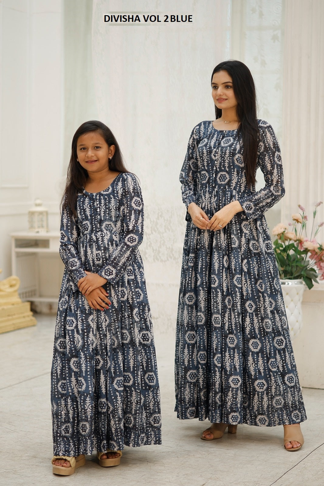 Divisha Vol 2 Blue Aayaa Print Girls Gown