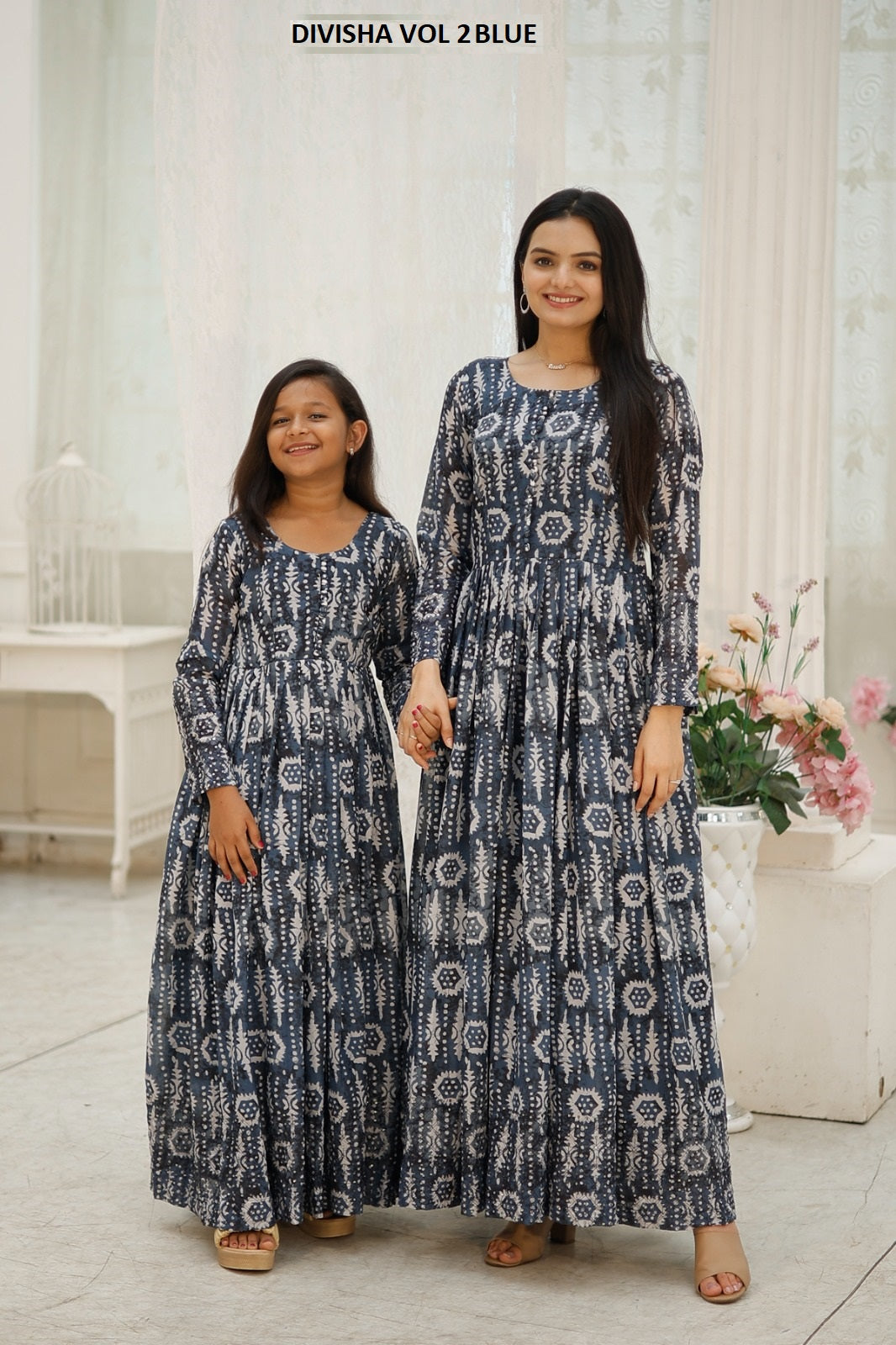 Divisha Vol 2 Blue Aayaa Print Girls Gown