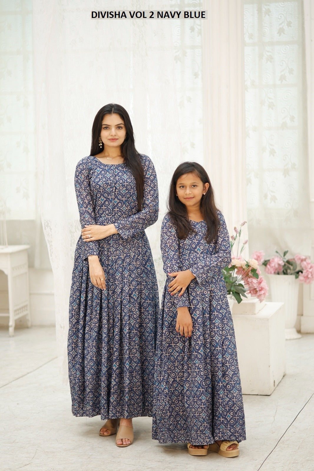 Divisha Vol 2 Navy Blue Aayaa Print One Piece Gown