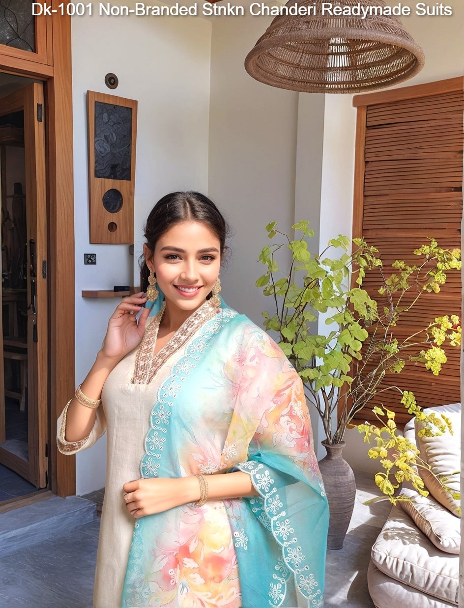 Dk-1001 Non-Branded Stnkn Chanderi Readymade Suits