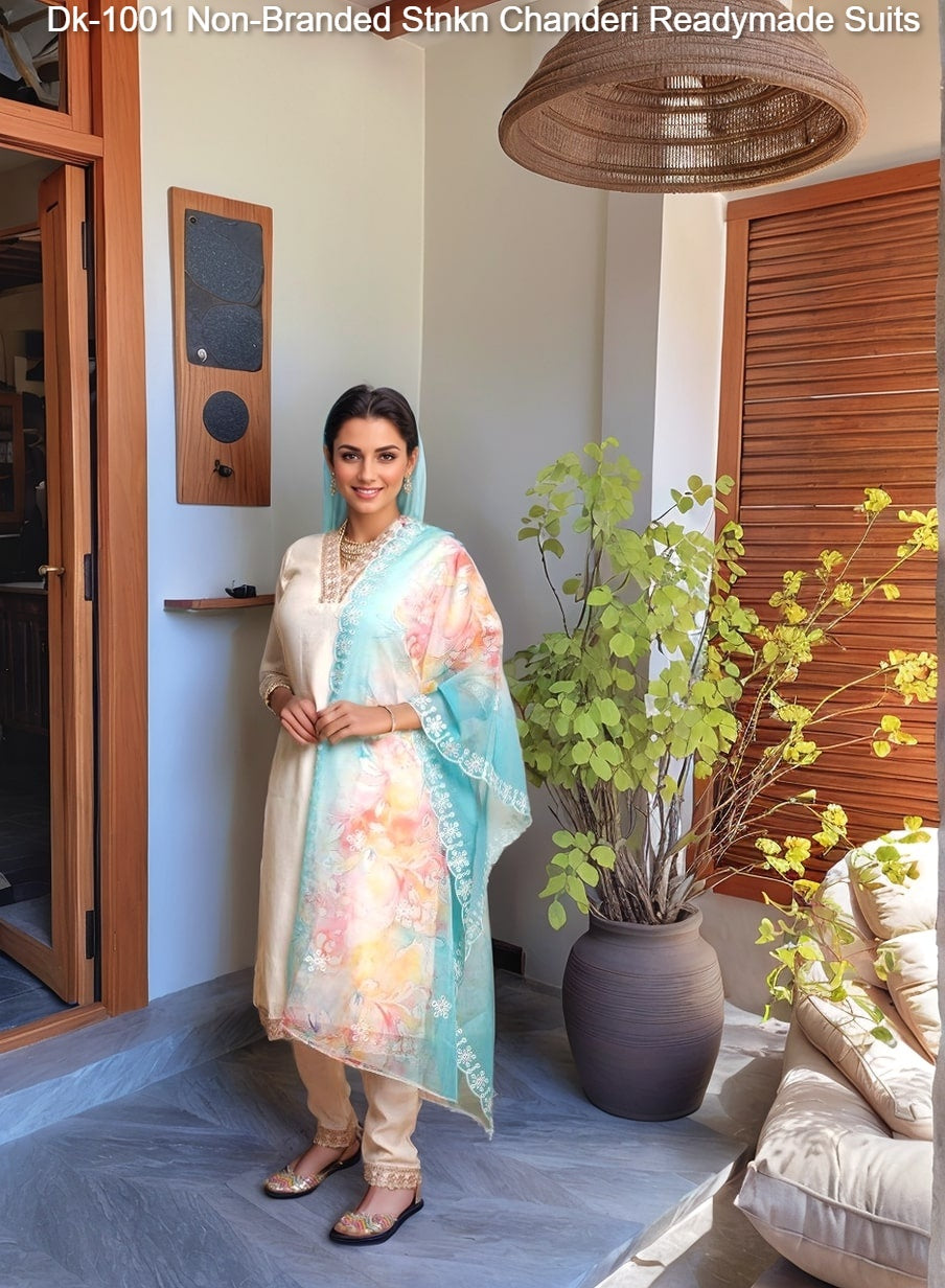 Dk-1001 Non-Branded Stnkn Chanderi Readymade Suits