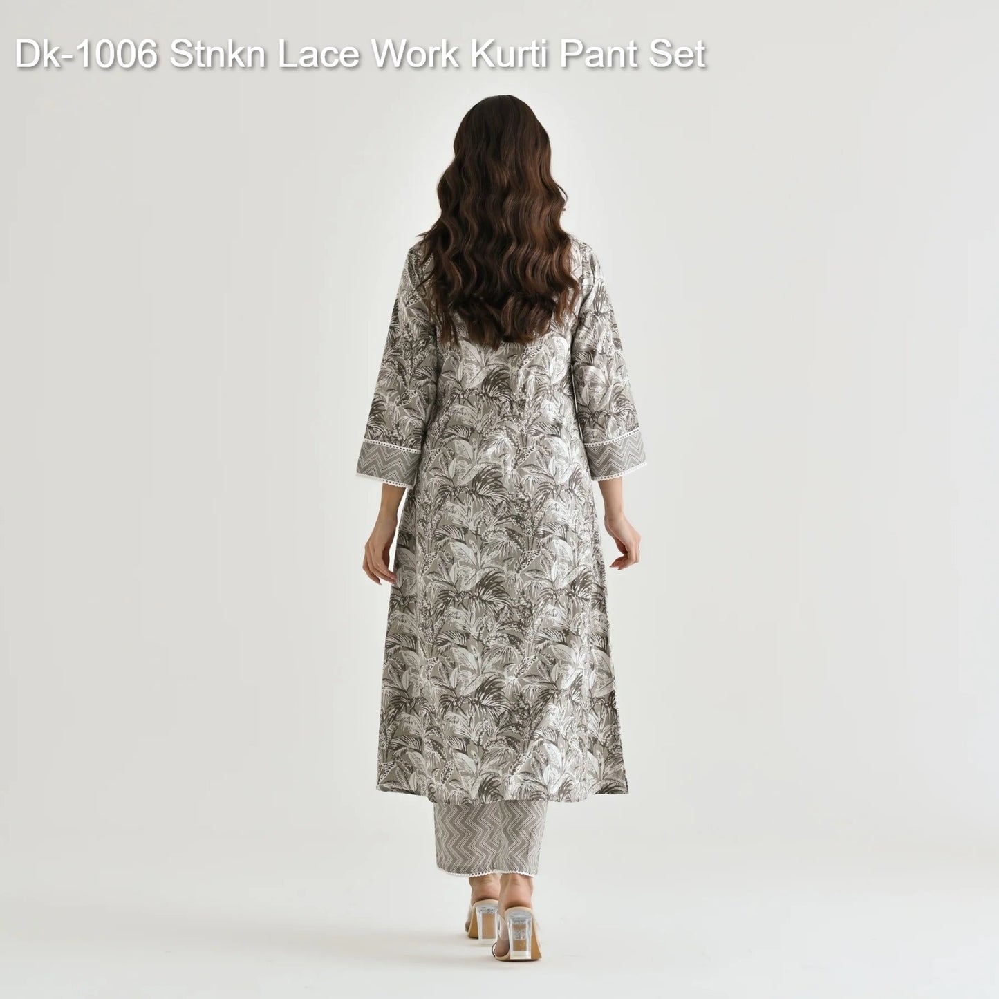 Dk-1006 Stnkn Lace Work Kurti Pant Set