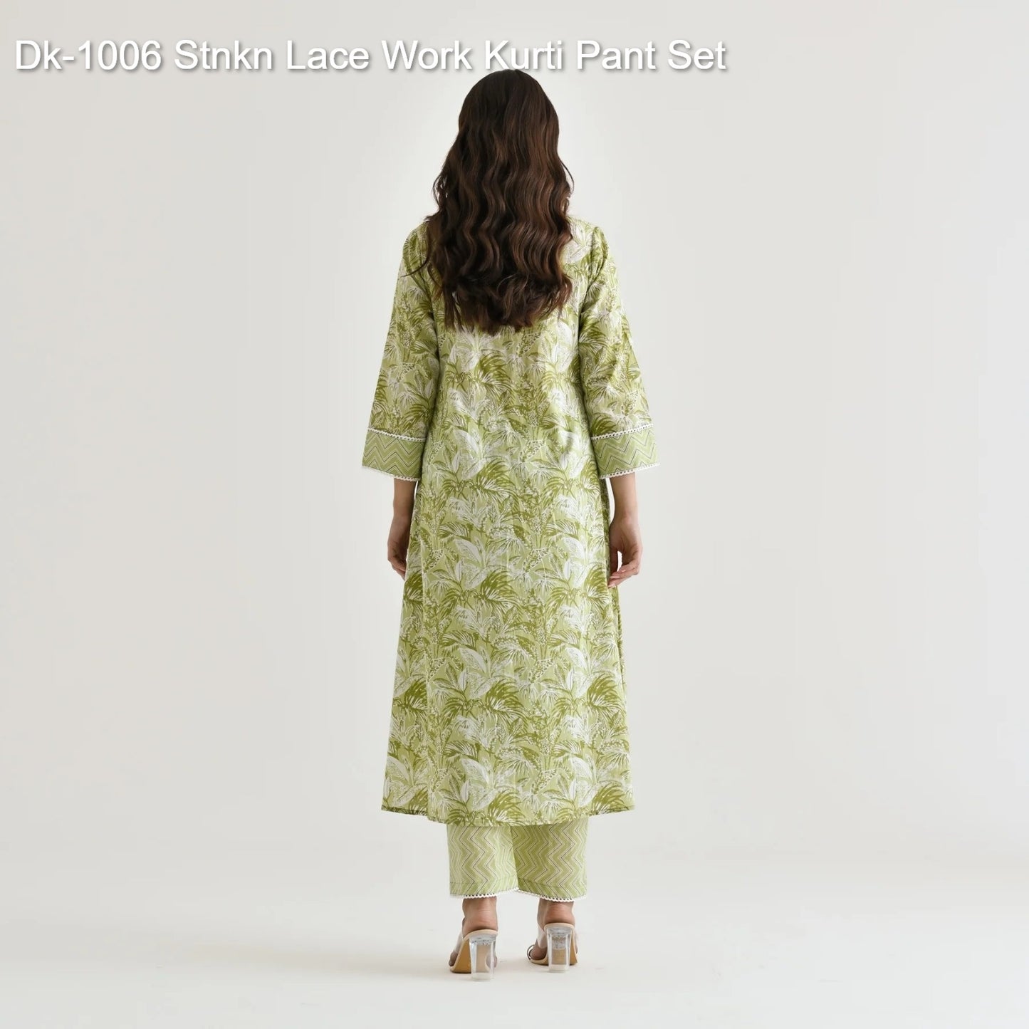 Dk-1006 Stnkn Lace Work Kurti Pant Set