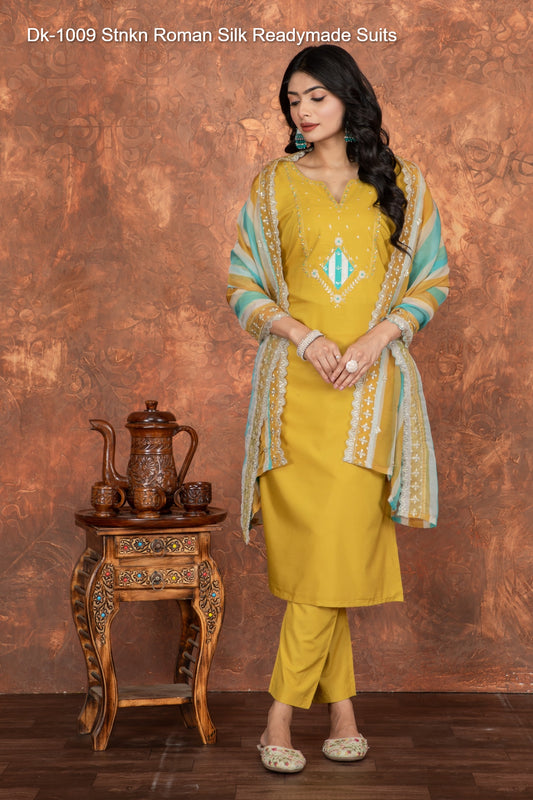 Dk-1009 Stnkn Roman Silk Readymade Suits