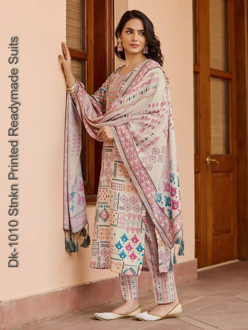 Dk-1010 Stnkn Printed Readymade Suits