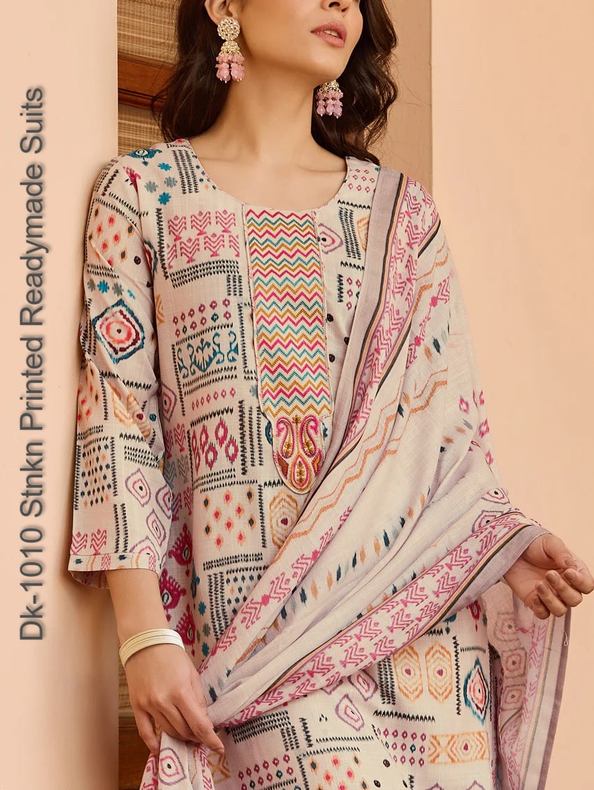 Dk-1010 Stnkn Printed Readymade Suits