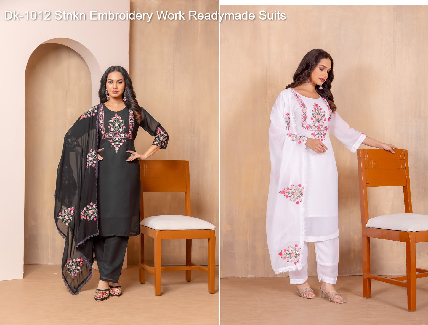 Dk-1012 Stnkn Embroidery Work Readymade Suits