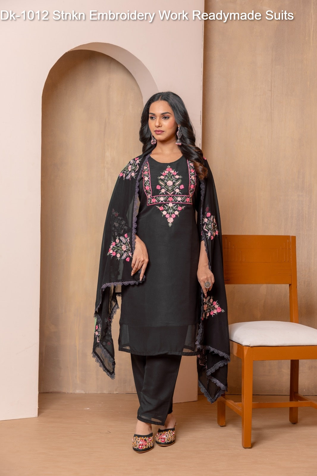 Dk-1012 Stnkn Embroidery Work Readymade Suits