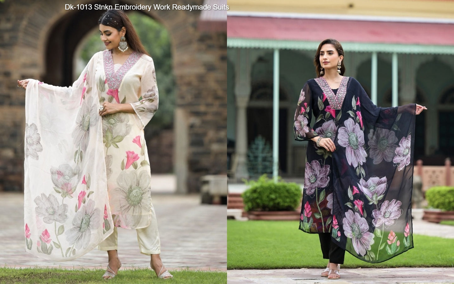 Dk-1013 Stnkn Embroidery Work Readymade Suits