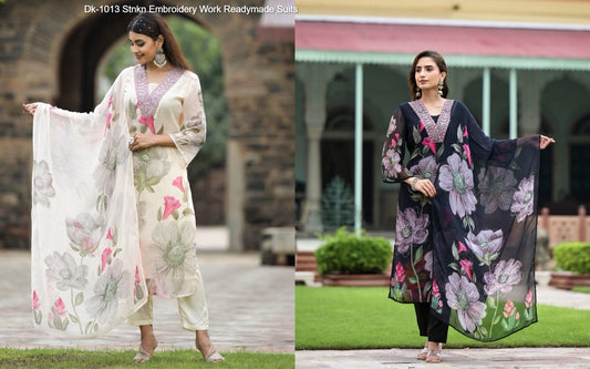 Dk-1013 Stnkn Embroidery Work Readymade Suits