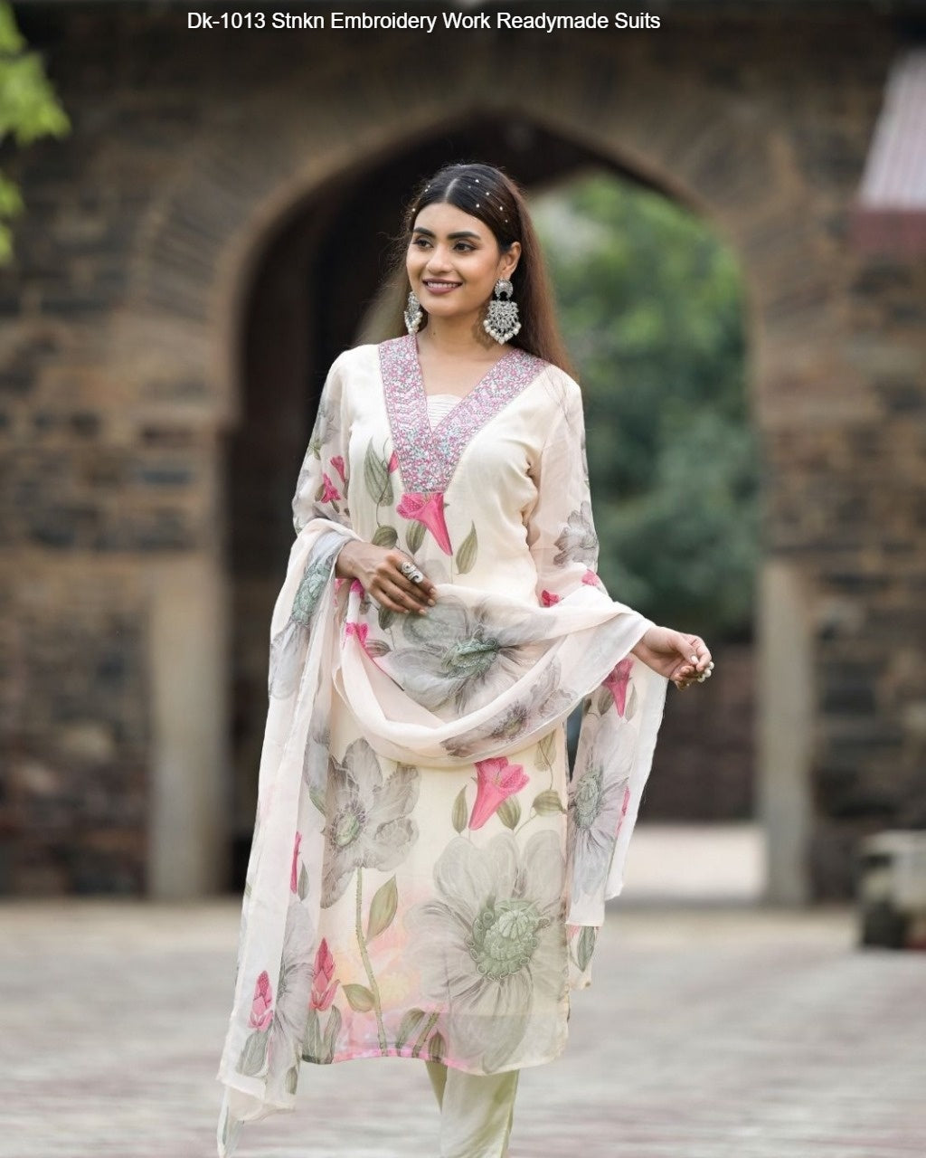 Dk-1013 Stnkn Embroidery Work Readymade Suits