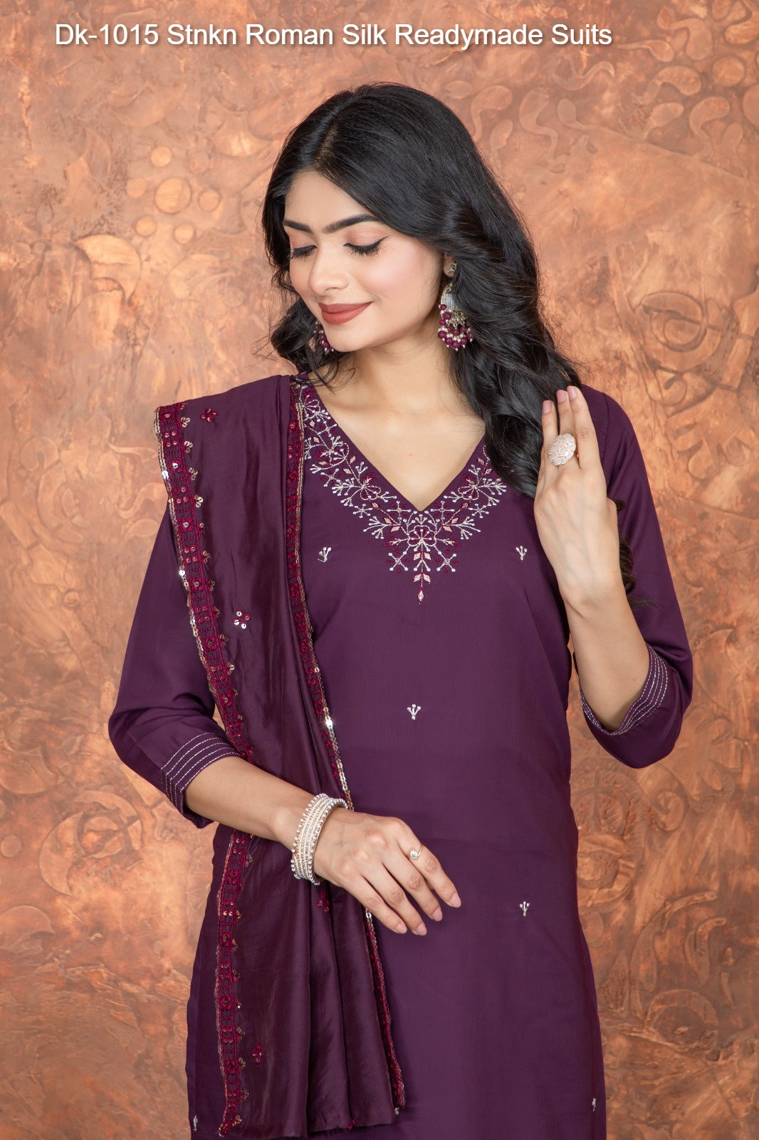 Dk-1015 Stnkn Roman Silk Readymade Suits