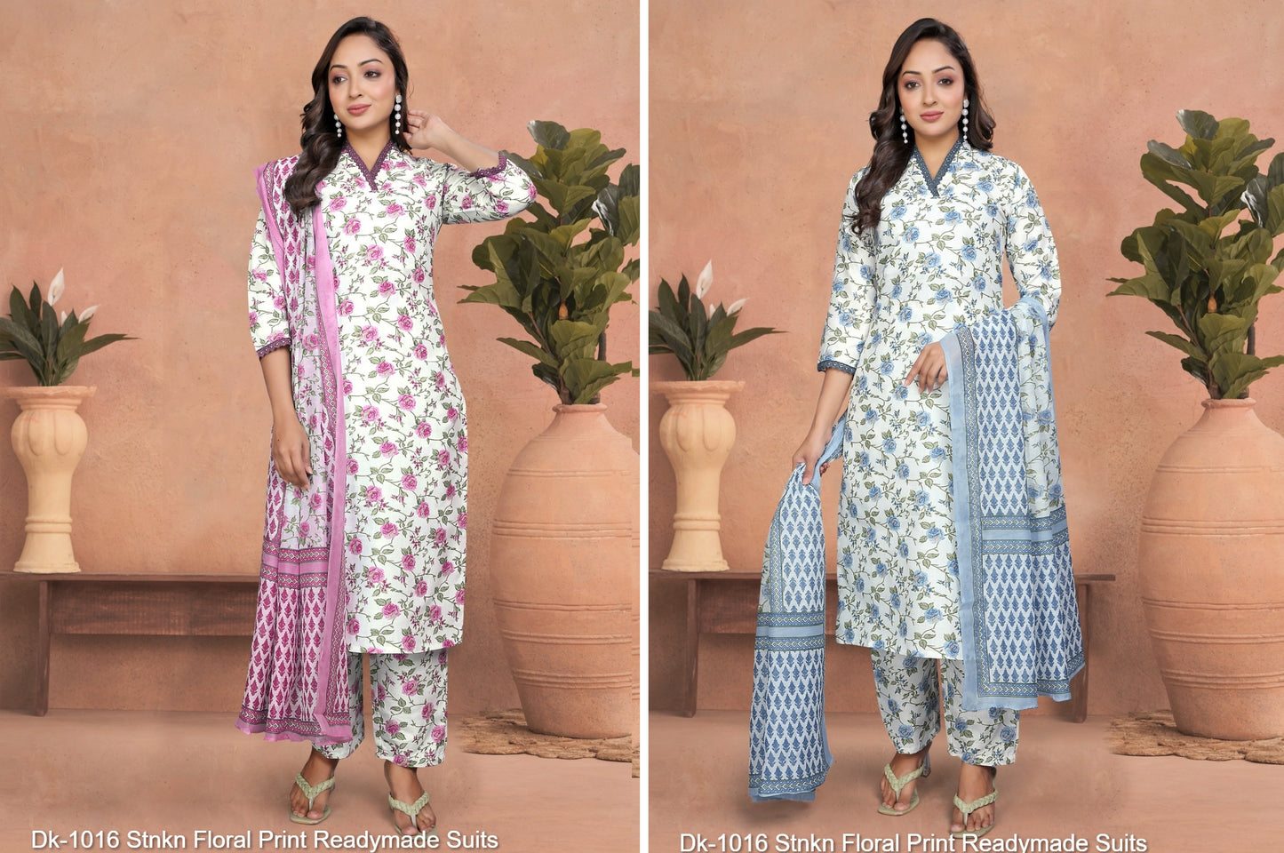 Dk-1016 Stnkn Floral Print Readymade Suits