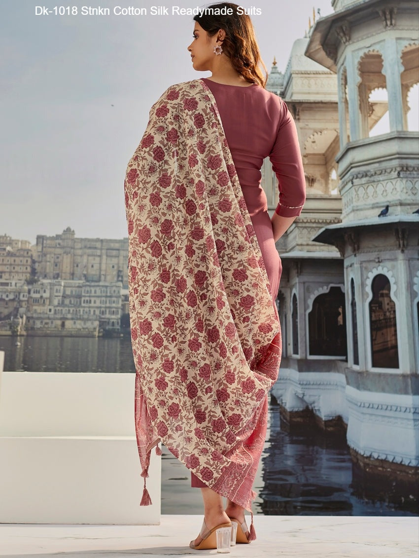 Dk-1018 Stnkn Cotton Silk Readymade Suits