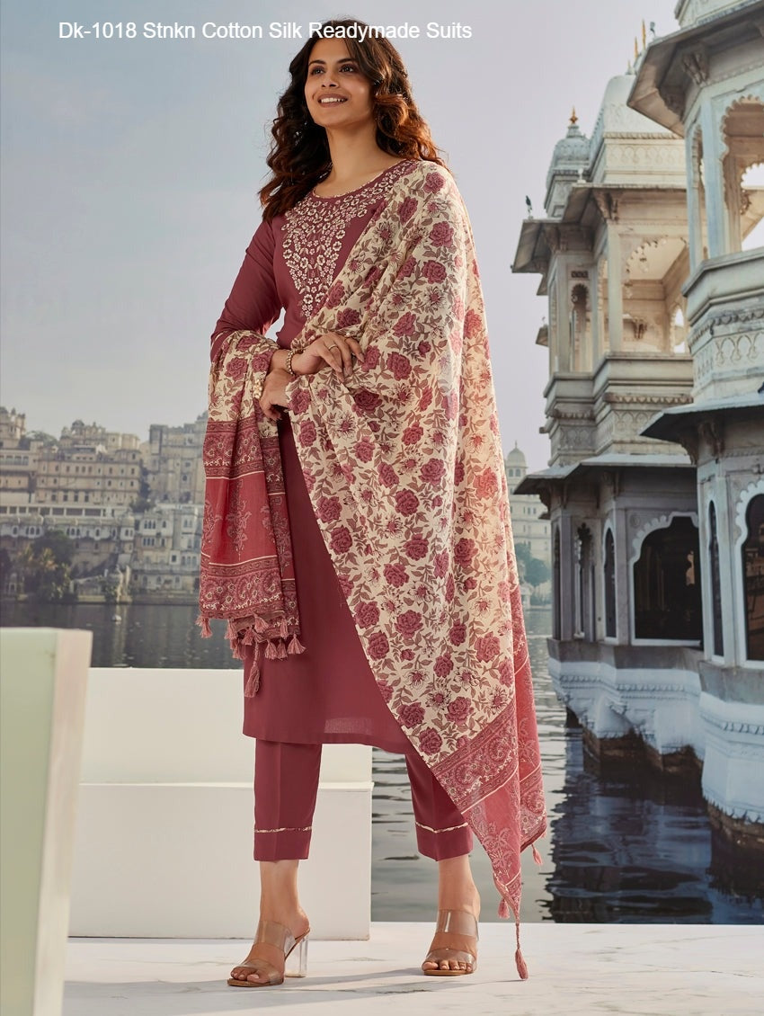Dk-1018 Stnkn Cotton Silk Readymade Suits