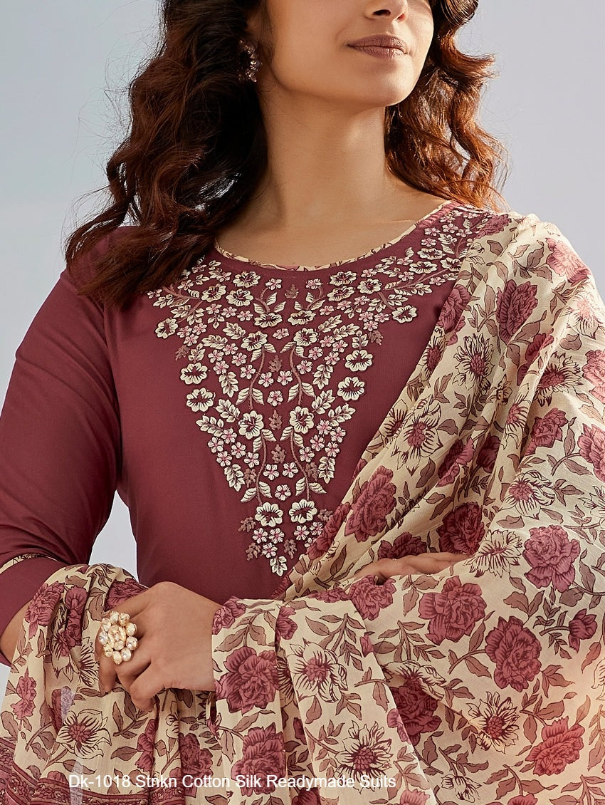 Dk-1018 Stnkn Cotton Silk Readymade Suits