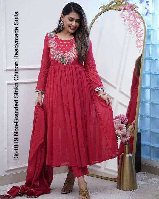 Dk-1019 Non-Branded Stnkn Chinon Readymade Suits