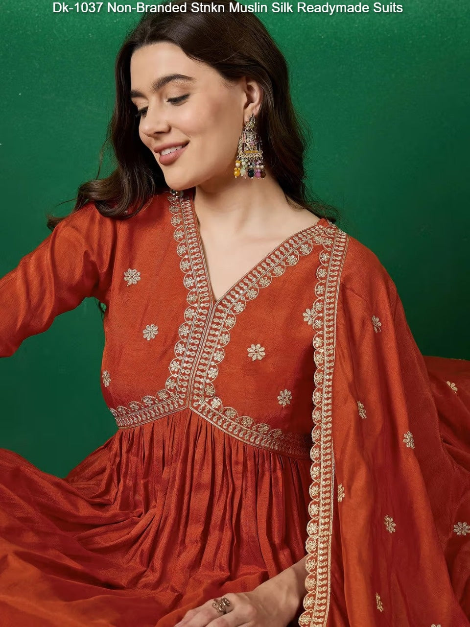 Dk-1037 Non-Branded Stnkn Muslin Silk Readymade Suits