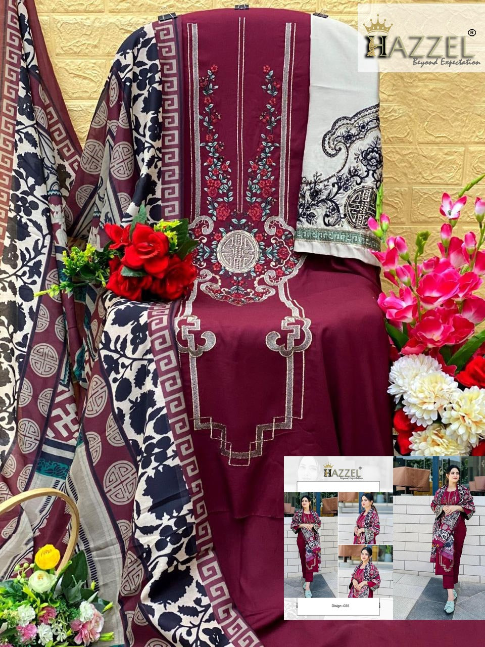 Dn-035 Hazzel Sequence Work Pakistani Salwar Suits