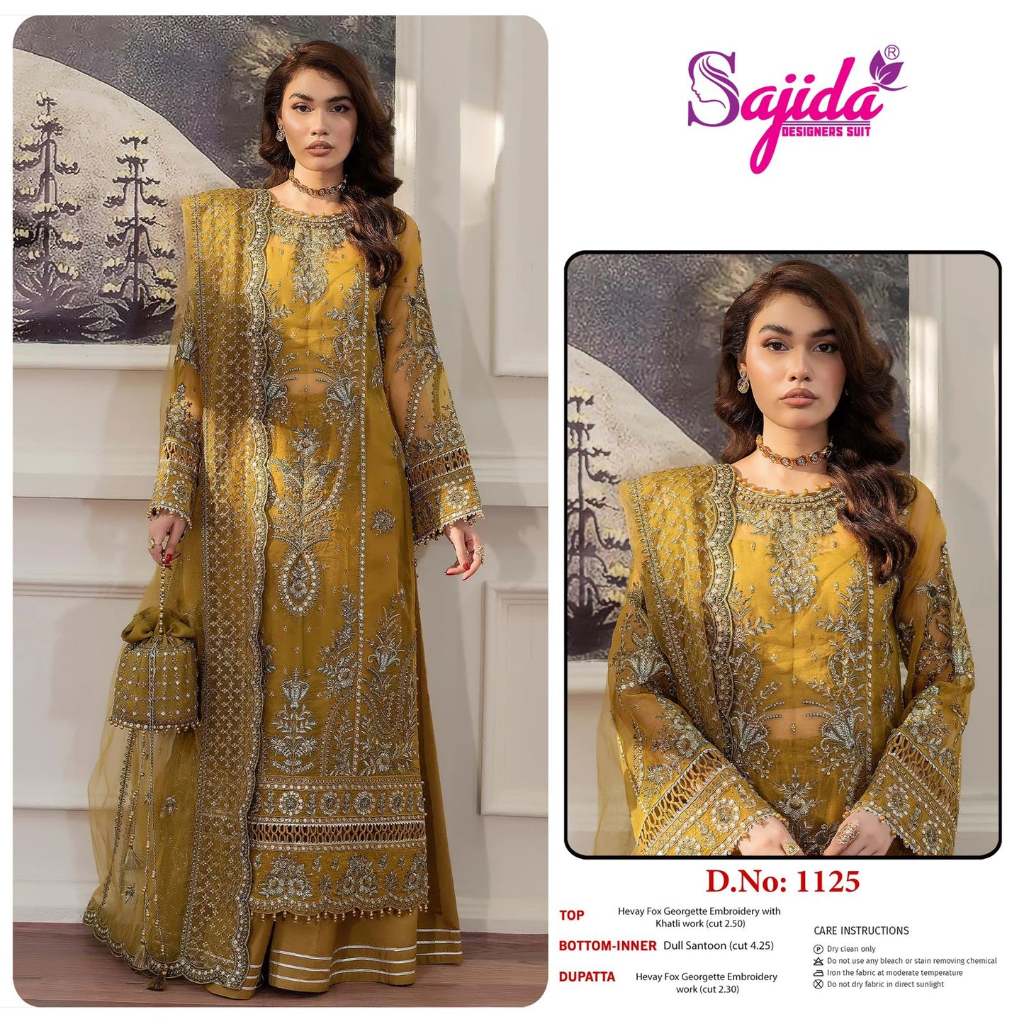 Dn-1125 Sajida Georgette Pakistani Salwar Suits