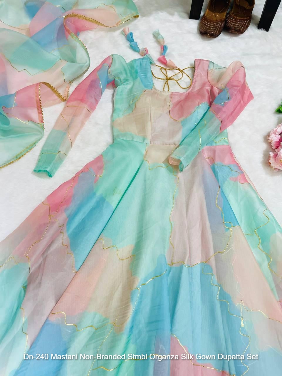 Dn-240 Mastani Non-Branded Stmbl Organza Silk Gown Dupatta Set